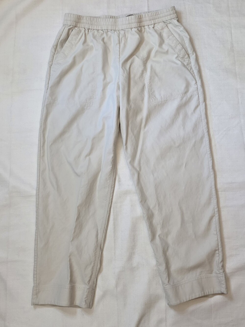 COS Elastic Waist Twill Trouser Pants Beige Light Khaki Size Large